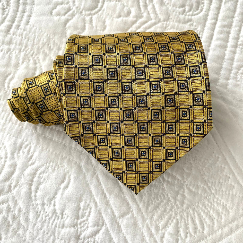Desantis Collection Silk Tie Gold Grid